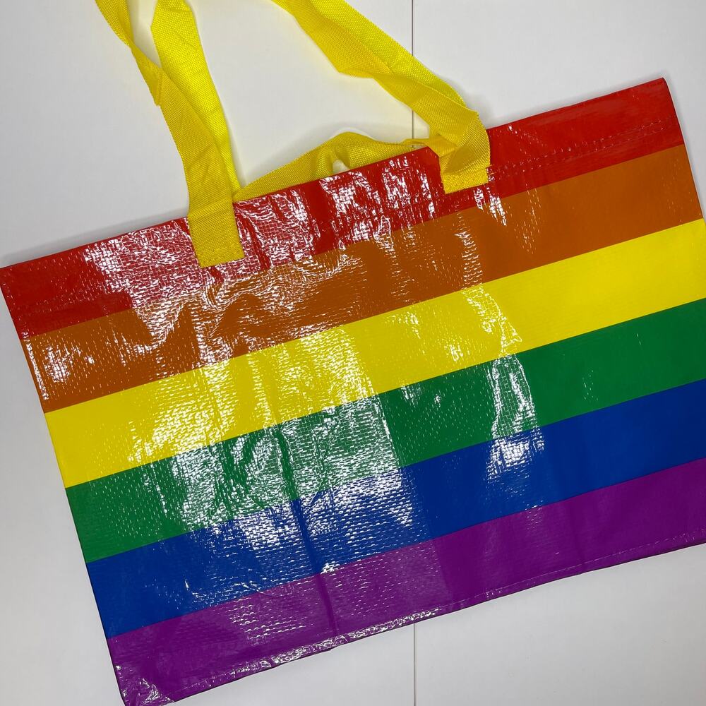 Set of 2 IKEA Storstomma Large Tote Bag Rainbow Reusable Storage Pride LGBTQ NWT - Picture 7 of 13